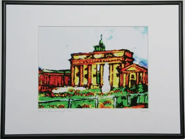 Berlin-Grafik mit Passepartout und schwarzem Bilderrahmen