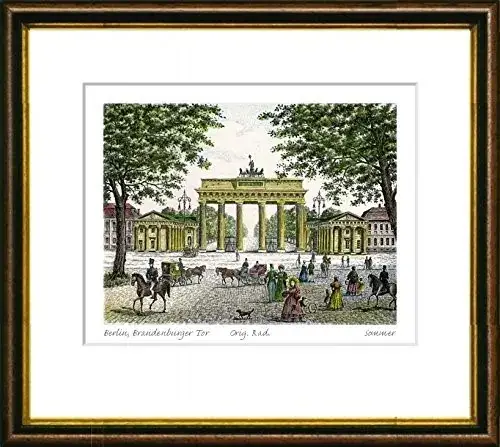 Kupferdruck mit Passepartout und Goldrahmen als Beispiel für Einrahmung