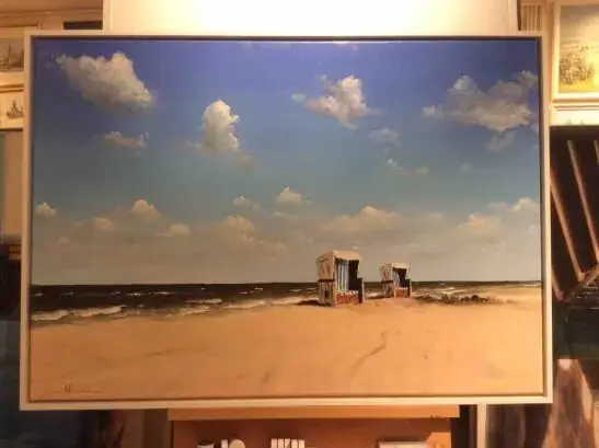 Gerahmtes Landschaftsbild im Atelier für Bilderrahmung in Berlin